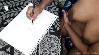 She gets Orgasm when painting herself nude. With Pussy Boob Rubbing..Desi Bhabhi Indian!! - 14 image