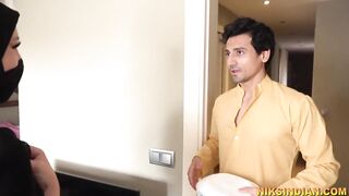 Muslim stepsister in hijab sucks cock, fucks and swallows cum of stepbrother - 4 image