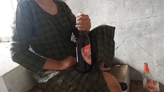 Desi local rendi outdoor drinking beer pissing beer bottle - 4 image