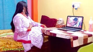 Hot Step-sister caught by step-brother while she was watching XXX blue film. - 2 image