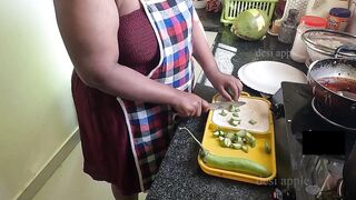 My Indian girlfriend fucking with brinjal in kitchen when she is alone at home - 3 image