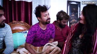 Desi Boyfriend Shares His Girlfriend with his three friends and multiple cumshots at the same time Riya Boudi Gangbang - 3 image