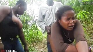 Black Power Man And Black Power Ladies Doing It In An Uncompleted And Bush