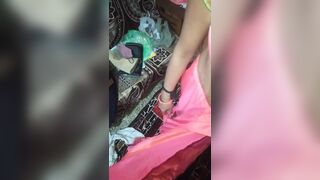 Sex with my wife in pink saree blouse peticot and bta penty getting fuck by me with hindi audio - 1 image