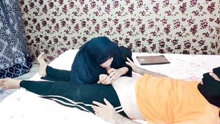 My Muslim Hijab Step Sister Jerking Off My Dick - 12 image