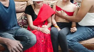 Geeta fucks her friend Sonu with her boyfriend, foursome wife swap sex in hindi - 4 image