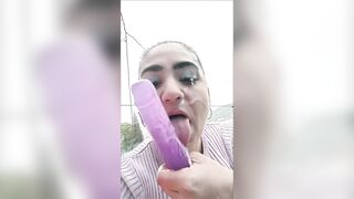 Masturbating in tennis and fucking her pussy with a dildo