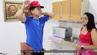 Horny stepmom fucks her stepson's big dick and take his horny away - Porn in Spanish