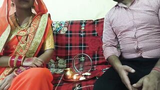 Celebrated the first Karva Chauth of 18 year old beautiful wife by fucking her. - 2 image