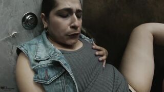 Sucking my stepmother's whore's pussy in a public bathroom - Porn in Spanish - 6 image