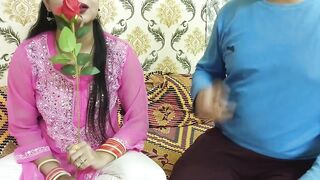 Indian beautiful husband wife celebrate special Valentine week Happy Rose day dirty talk in hindi voice saara give footjob