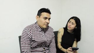 tattooed blonde fucks her nerdy boyfriend for the first time and he cums inside her