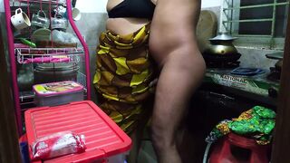 Desi Moti Gand Wali Aunty Fucked By Stepson in Kitchen when she cooking! - 1 image