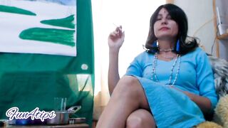 Hot MILF Smoke Cigarette Live