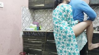 Beautiful Indian Step Mom Pussy and Ass Fucked Hard by Step Son while he is in kitchen