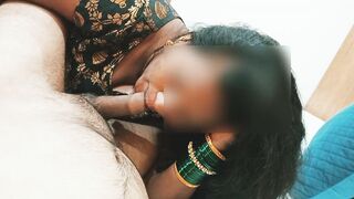 Horny Indian Maid Priti Enjoying Blowjob in Yellow Saree