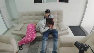 Stepsister accidentally noticed her stepbrother masturbating and wanted to help him! - 15 image