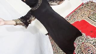 Arabic Sexy Hot Girl Dancing Erotically wearing Black Hijab in home, Desi Indian slut Amrozia moving Boobs and Ass dancing to Arabic music