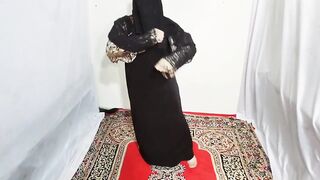 Arabic Sexy Hot Girl Dancing Erotically wearing Black Hijab in home, Desi Indian slut Amrozia moving Boobs and Ass dancing to Arabic music - 7 image