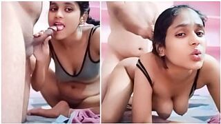 Beautiful neighbor got fucked hard after sucking the cock, put it all inside my horney pussy. - 1 image