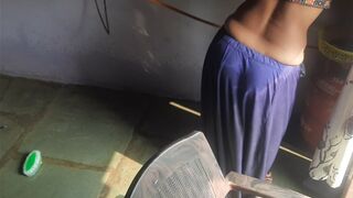 Stepsister in petticoat blouse cleaning the house and insisting to get rid of stepbrother - 1 image