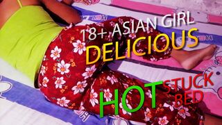 18+ Asian Wife Need Some Fun From Stuck On The Bed - 1 image