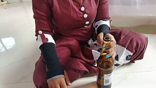 After drinking beer, the horny step brother and the sex-thirsty step sister had a wild sex with the step brother - 1 image