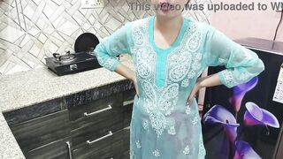 Desi Indian Big Boobs step Mom teaches her StepSon How to fuck in kitchen ( Hindi Audio ) - 7 image