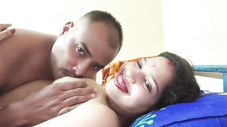 Desi sexy Bengali wife and her husband romantic kissing and boob press Sex video - 5 image