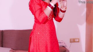 Desi stepmom had creampie sex on Karvachauth when stepson dick boner while watching stepmom change clothes in Hindi audio. - 6 image
