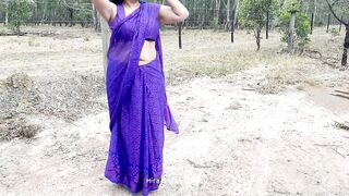 Sexy Indian Couple Romance in Outdoor - Saree Sex - Saree lifted up and Ass Spanked - 4 image