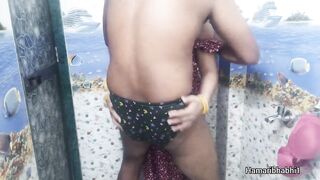 Indian Desi Bhabhi giving best handjob and her husband cum on her sexy blue panty. - 4 image