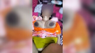 Desi Indian Aunty Sreejaa in orange blouse and saree juicy tits squeezed and sucked rough hardcore fucking - 2 image