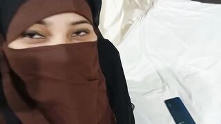 Hot horny Muslim sister got fucked by her step brother after lifting her hijab in bed - 2 image