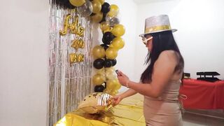 Beautiful lady throws one last New Year's Eve party! She has a beautiful vagina and wears an elegant VIP whore dress. - 1 image