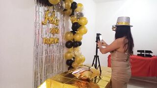 Beautiful lady throws one last New Year's Eve party! She has a beautiful vagina and wears an elegant VIP whore dress. - 2 image