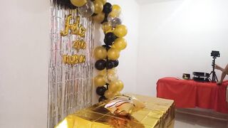 Beautiful lady throws one last New Year's Eve party! She has a beautiful vagina and wears an elegant VIP whore dress. - 3 image