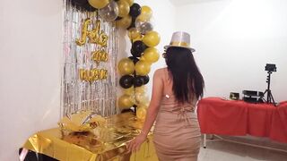 Beautiful lady throws one last New Year's Eve party! She has a beautiful vagina and wears an elegant VIP whore dress. - 6 image