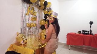 Beautiful lady throws one last New Year's Eve party! She has a beautiful vagina and wears an elegant VIP whore dress.