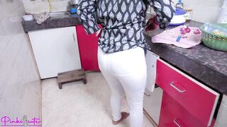 Father-in-law Daughter-in-law in Kitchen with Great Positions- Father-in-law secretly grabbed the daughter-in-law and left her tight in the kitchen. - 2 image