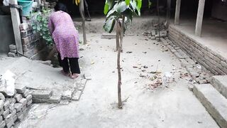 My aunty was cleaning the yard. But I hugged him, put him in my aunty ass, and started fucking him anal