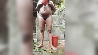 Bengali Village Girl Showering Outdoors Real Scene - 12 image