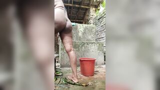 Bengali Village Girl Showering Outdoors Real Scene - 15 image