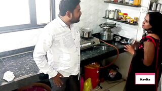 Desi Indian Kavita Mother in law was fucked by her son in law Tatya in the kitchen , close up natural romantic real fuck - 1 image
