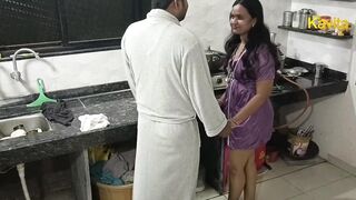 Watch this Indian couple kiss in the kitchen and get intimate with tiny dicks - 1 image