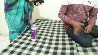 Indian Bhabhi's first time with her husband's friend's huge Indian cock: Big ass and intense sex with a cumshot finish!