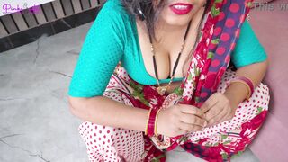Stepmom with Indian Red Lips and Big Tits Gives Stepson a Blowjob & Facial in Desi Audio - 8 image