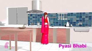 Watch Indian Desi Bhabi in Red Saree getting fucked hard in 3D animated porn video - 1 image