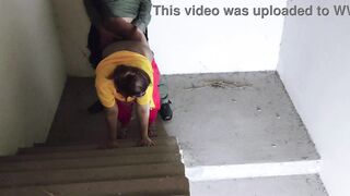 Step-sister-in-law gets down & dirty on Stairs with her moaning, natural tits & creamy pussy