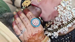 Desi Indian girlfriend and step sister's first time wedding night ends in hot pussy licking and dirty talk